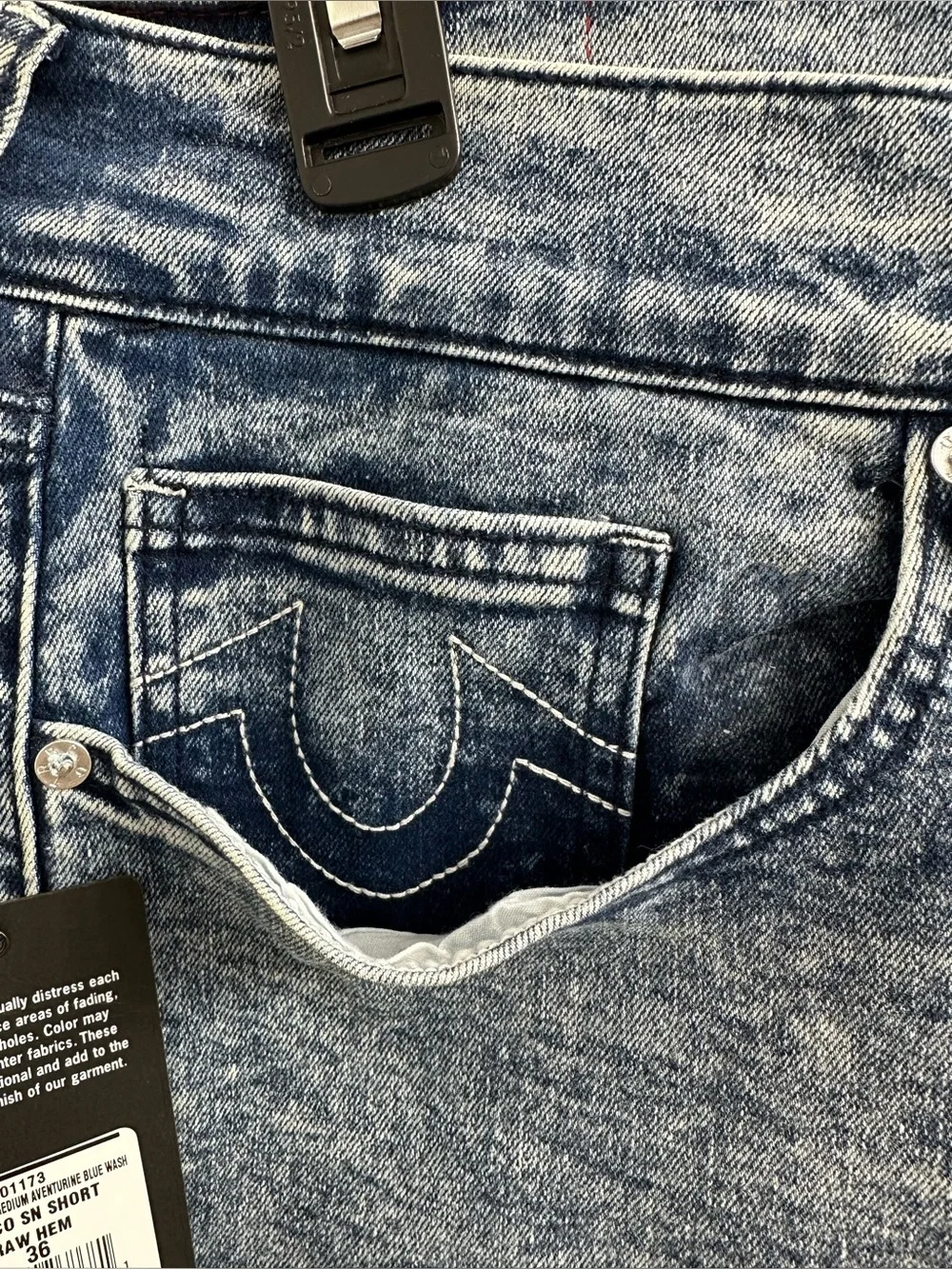 True Religion Men's Size 36 Dark Wash Rips Rocco Renegade Skinny Shorts MSRP 124